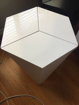 Set 2 White Hexagon Prismatic Metal Side Table Stools Mid Century Design 5
