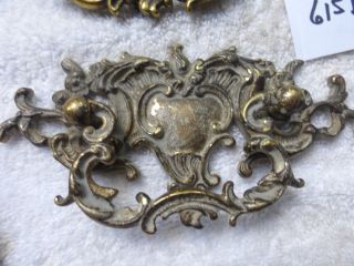 Nine Vintage Ornate Victorian Brass Chest Cabinet Pulls Handles SET 615 D 6