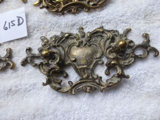 Nine Vintage Ornate Victorian Brass Chest Cabinet Pulls Handles SET 615 D 7