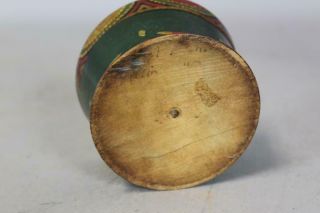A RARE EARLY 19TH C PENNSYLVANIA GERMAN PAINT DECORATED COVERED WOOD PATCH JAR 10