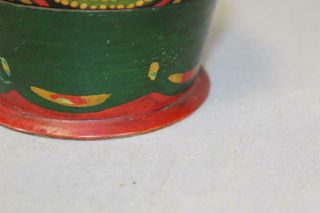 A RARE EARLY 19TH C PENNSYLVANIA GERMAN PAINT DECORATED COVERED WOOD PATCH JAR 7