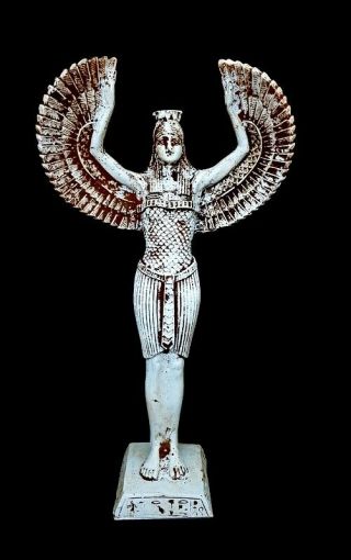 Rare Winged Isis Huge Ancient Egypt Faience Nursing Egyptian Bead 31.  5 Cm Tall
