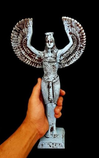 Rare winged Isis Huge Ancient Egypt Faience Nursing Egyptian Bead 31.  5 cm tall 9