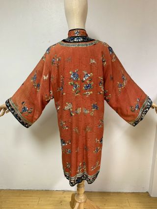 Antique vintage Chinese hand embroidered silk robe dress blouse embroidery china 2