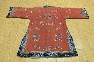 Antique vintage Chinese hand embroidered silk robe dress blouse embroidery china 5
