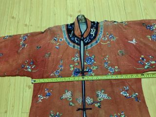 Antique vintage Chinese hand embroidered silk robe dress blouse embroidery china 8