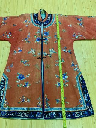 Antique vintage Chinese hand embroidered silk robe dress blouse embroidery china 9