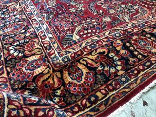 Auth: 30 ' s Antique Sarouk Traditional Botanical Persian Beauty Red 9x16 NR 11