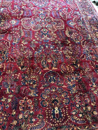 Auth: 30 ' s Antique Sarouk Traditional Botanical Persian Beauty Red 9x16 NR 2