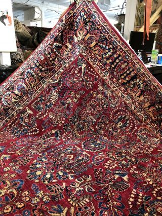 Auth: 30 ' s Antique Sarouk Traditional Botanical Persian Beauty Red 9x16 NR 3
