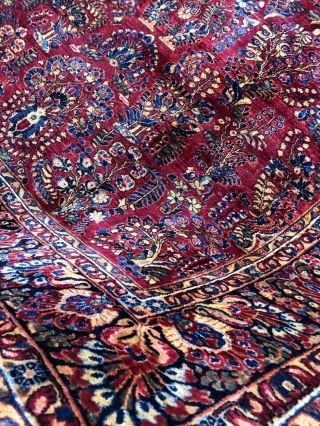 Auth: 30 ' s Antique Sarouk Traditional Botanical Persian Beauty Red 9x16 NR 4