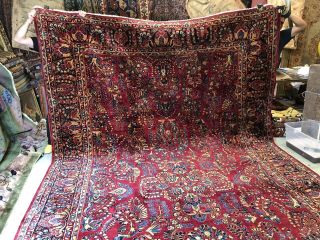 Auth: 30 ' s Antique Sarouk Traditional Botanical Persian Beauty Red 9x16 NR 6