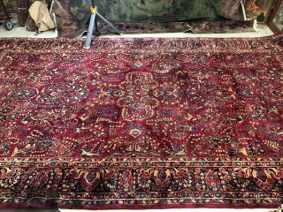 Auth: 30 ' s Antique Sarouk Traditional Botanical Persian Beauty Red 9x16 NR 9