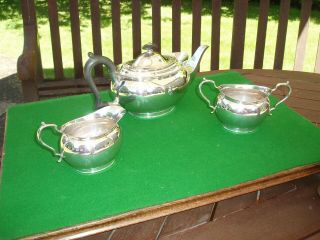 Sterling Silver 3 Piece Tea Set by Wm Hutton,  London 1927.  854 gms,  Not scrap. 2