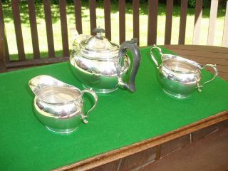 Sterling Silver 3 Piece Tea Set by Wm Hutton,  London 1927.  854 gms,  Not scrap. 3