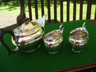 Sterling Silver 3 Piece Tea Set by Wm Hutton,  London 1927.  854 gms,  Not scrap. 6