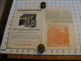 Vintage paper: 1800 ' s YOUR HOUSE IN ON FIRE - - VICTOR SAFES AD BROCHURE 3