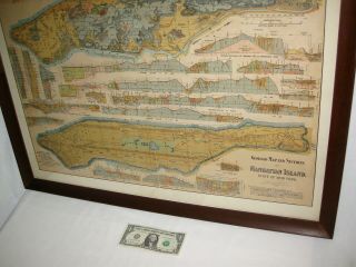 Rare Antique York City Map Manhattan Island 1898 Geological Leonard Graether 3