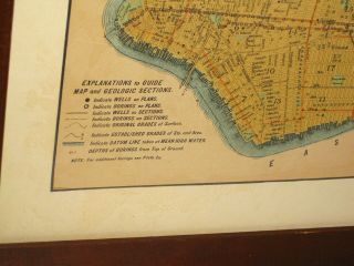 Rare Antique York City Map Manhattan Island 1898 Geological Leonard Graether 4