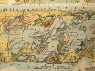Rare Antique York City Map Manhattan Island 1898 Geological Leonard Graether 5