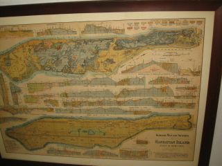 Rare Antique York City Map Manhattan Island 1898 Geological Leonard Graether 7