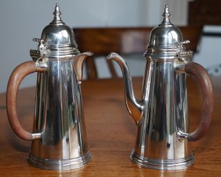 1967 Asprey London Sterling Silver Cafe Au Lait Pots Jugs Coffee Milk