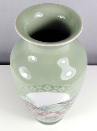 handpainted Wu song fighting tiger dragon Chinese green ceramic Vase 3