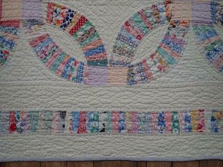 Master Quilting Vintage 30s Pastel Wedding Ring QUILT Summer Cottage 84x71 