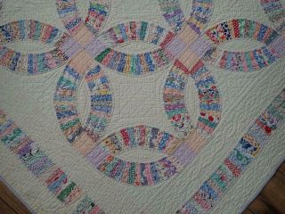 Master Quilting Vintage 30s Pastel Wedding Ring QUILT Summer Cottage 84x71 