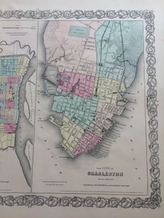 Colton Atlas Map 1855,  Cities Of Savannah,  Charleston.  1st Edition 3