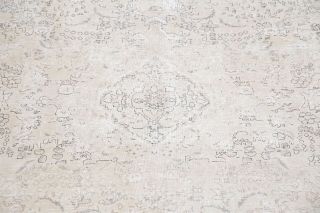 Antique Geometric IVORY/SILVER GREY Muted Persian Distressed Wool Area Rug 10x12 4