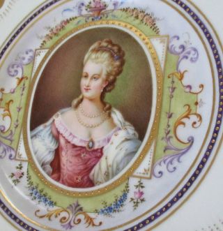 Set 6 Antique HP Porcelain Potrait Plates LADIES French Trophy Motifs GILT Trim 4