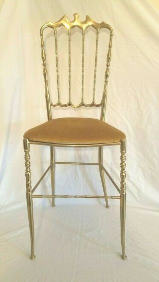 Vintage Brass Vanity Chair Hollywood Regency Mcm Side Desk Gold Accent Seat