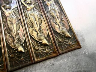 Antique Art Nouveau Brass Door Finger Plates - Ariel - The Tempest - Shakespeare 3