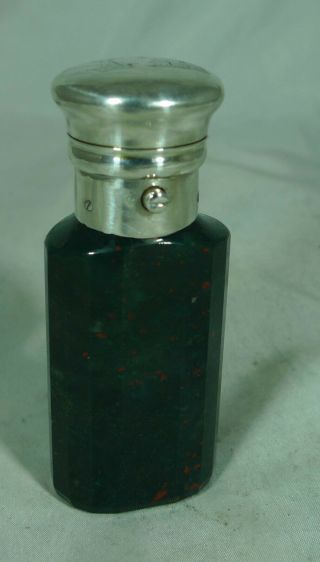 Victorian Silver & Bloodstone Scent Bottle Crested Sampson Mordan London 1872 A6