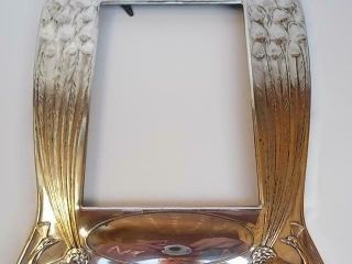 155 / STUNNING ART NOUVEAU SILVER PLATED FRAME WITH FLOWING PEACOCK FEATHERS 3