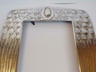155 / STUNNING ART NOUVEAU SILVER PLATED FRAME WITH FLOWING PEACOCK FEATHERS 5