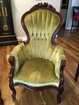 LOCAL PICK UP ONLY - Vintage “His & Hers” Victorian Mahogany Parlor Chairs 2
