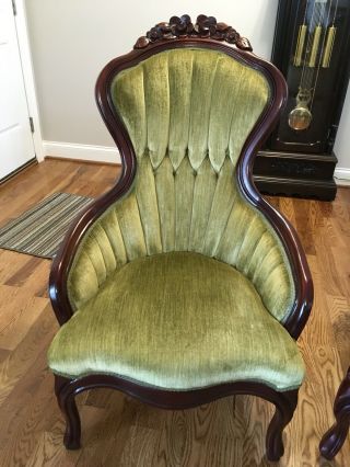 LOCAL PICK UP ONLY - Vintage “His & Hers” Victorian Mahogany Parlor Chairs 3
