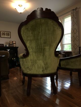 LOCAL PICK UP ONLY - Vintage “His & Hers” Victorian Mahogany Parlor Chairs 6