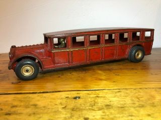 Vintage 12 " Arcade Fageol Safety Coach Cast Iron Bus - 1930 