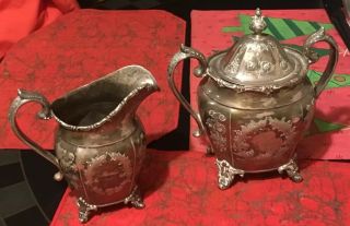 Gale & Hayden 1845 American Coin Silver Creamer And Covered Sugar Over 900g