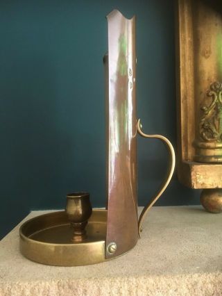W A S Benson Rare copper and brass chamberstick 3