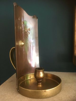 W A S Benson Rare copper and brass chamberstick 6