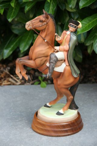 Beswick Marked Porcelain Highwayman Figurine Group Horse Wood Base Albert Hallam