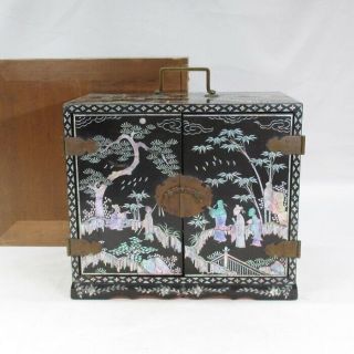 H394: Chinese Old Lacquered Chest Of Drawers Of Wonderful Inlaid Mother - Of - Pearl
