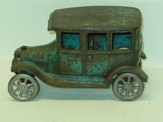 Vintage Arcade Cast Iron 4 Door Car,  Blue,  Toy Vehicle