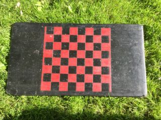 Vintage Primitive Game Board Checker Board Large Red and Black 25”x14” Hand Made 2