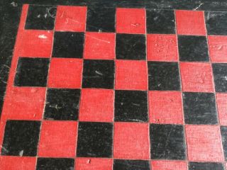 Vintage Primitive Game Board Checker Board Large Red and Black 25”x14” Hand Made 3