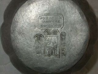 Antique Chinese Engraved Kut Hing Swatow Pewter Teapot. 4